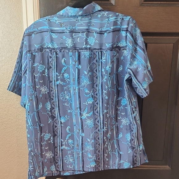 Blue Floral Men's Shirt - Picture 3 of 3